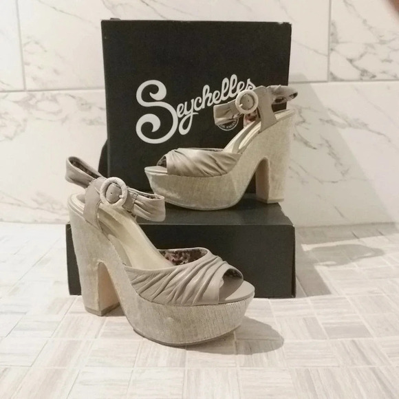 Seychelles Grey Sophisticated Lady Platform Sandal 8.5 - Picture 1 of 8